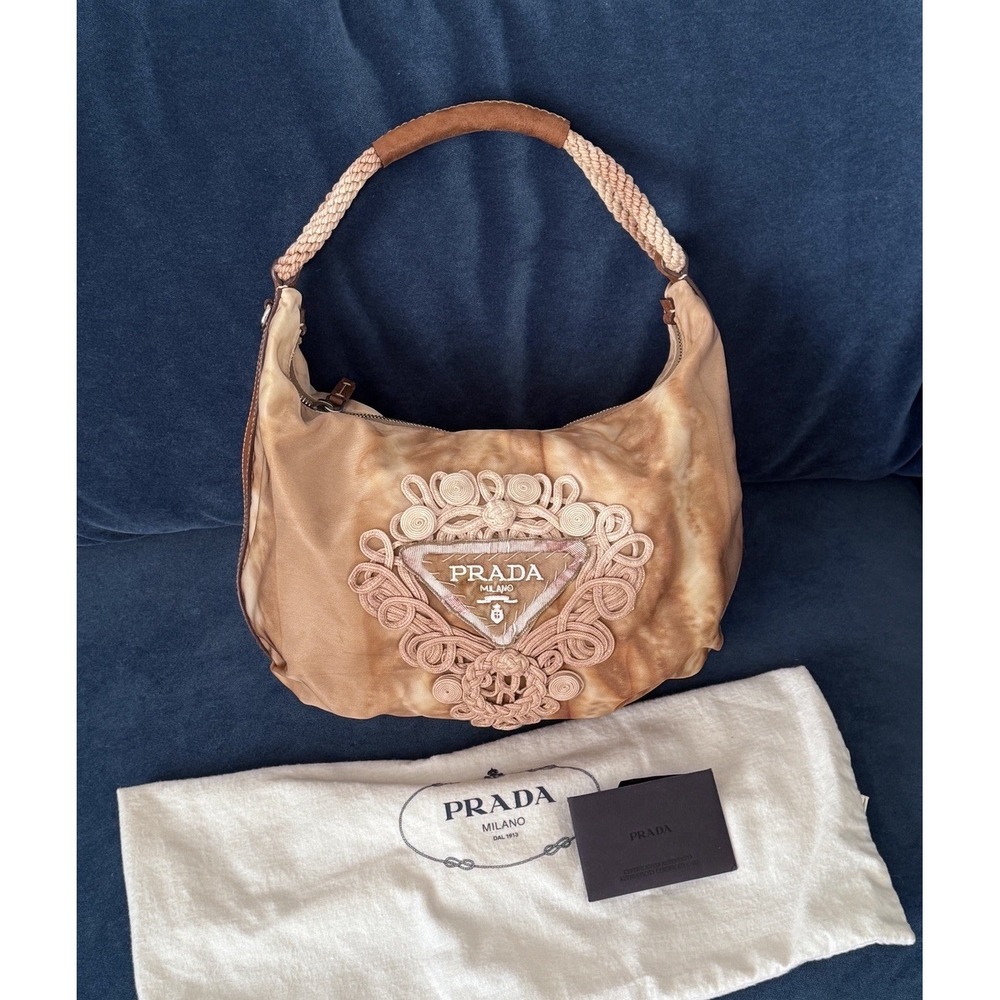 PRADA Vintage Nylon Tie Dye Knot Embellished Rope hobo Bag
